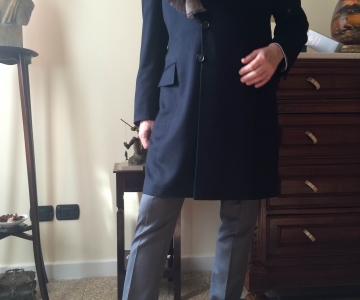 Blue single-breasted cashmere coat